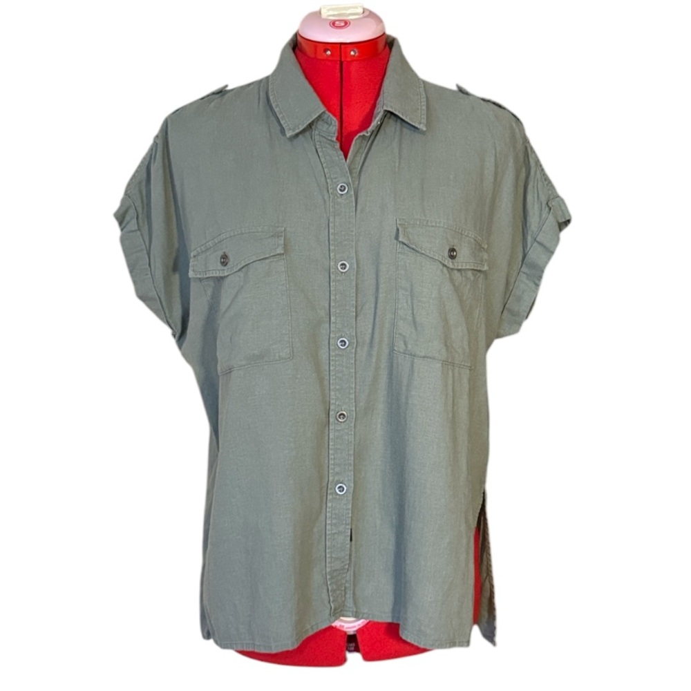 Rails Britney Sage Green Relaxed Fit Button-Up Short Sleeve Shirt Size XS